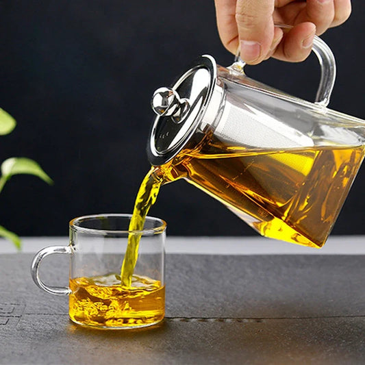DecorBites™ Glass Teapot Infuser Tea Set Kettle Maker, Jug Teaware Kitchen Bar Home