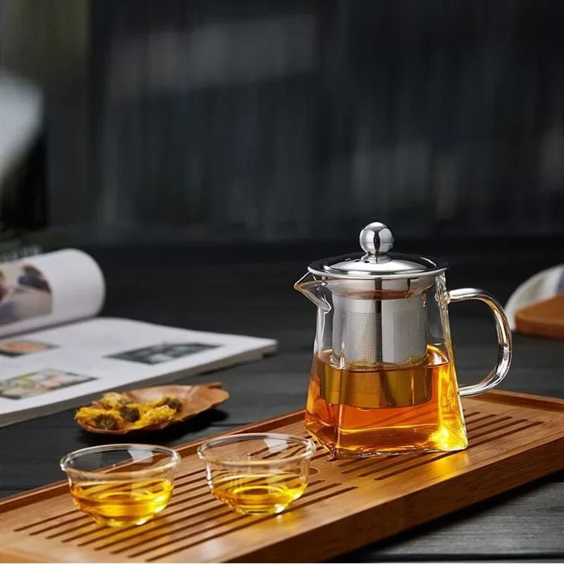 DecorBites™ Glass Teapot Infuser Tea Set Kettle Maker, Jug Teaware Kitchen Bar Home